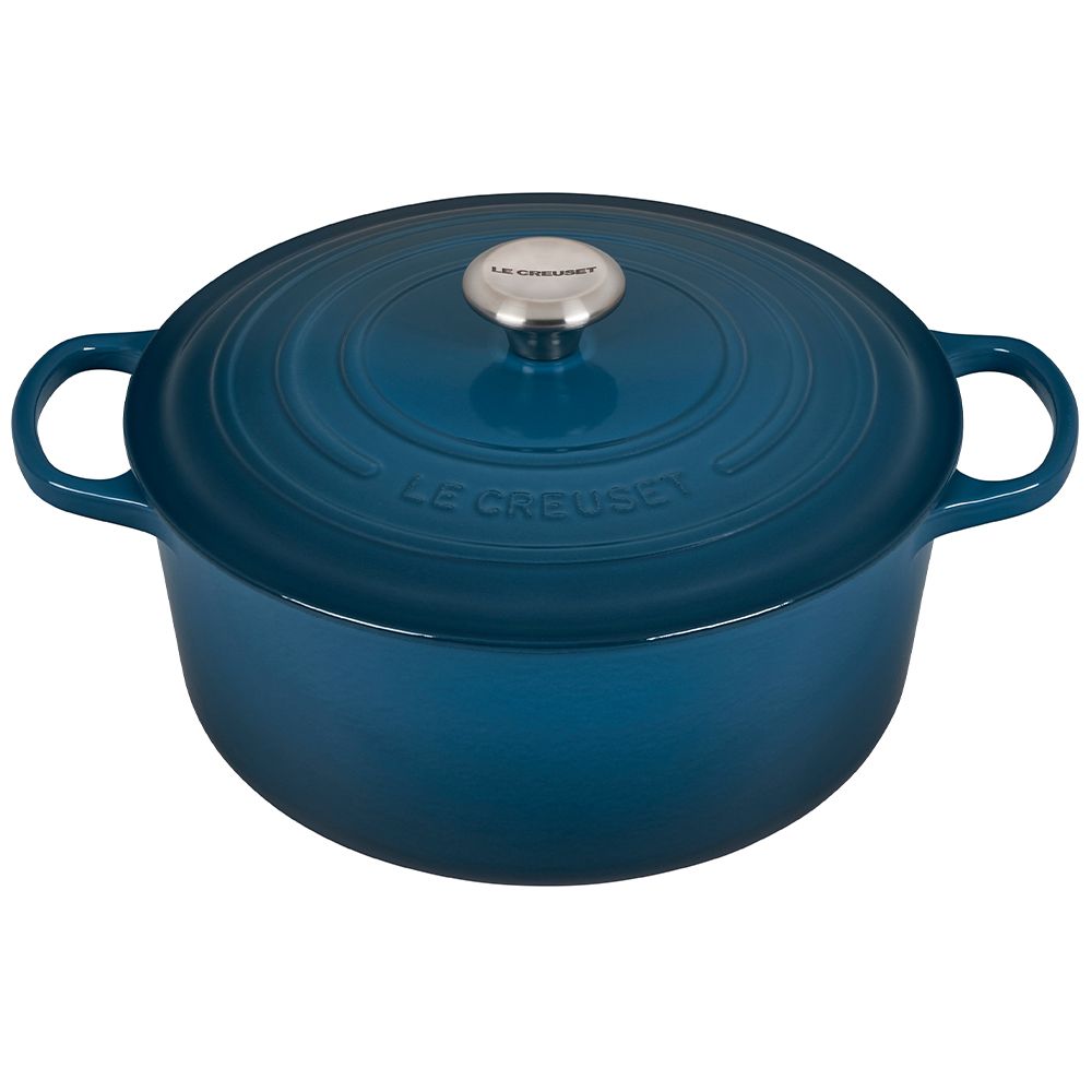  Le Creuset 7.25 Qt. Round Signature Dutch Oven With Stainless Steel Knob | Deep Teal
