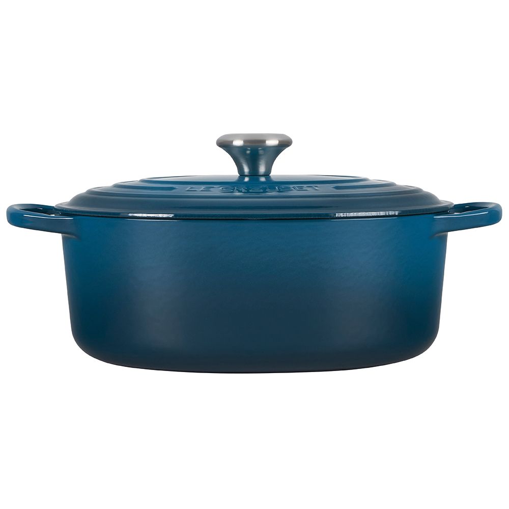  Le Creuset 6.75 Qt. Oval Signature Dutch Oven With Stainless Steel Knob | Deep Teal