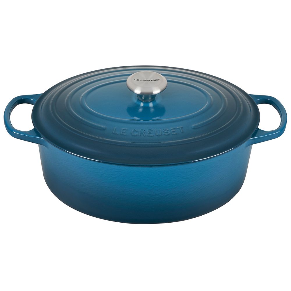  Le Creuset 6.75 Qt. Oval Signature Dutch Oven With Stainless Steel Knob | Deep Teal