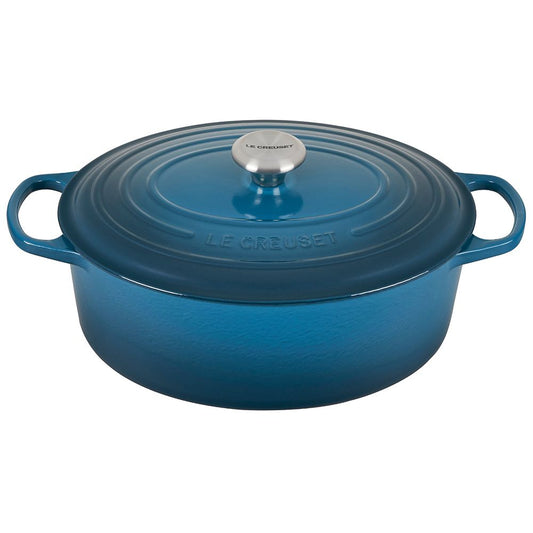  Le Creuset 6.75 Qt. Oval Signature Dutch Oven With Stainless Steel Knob | Deep Teal