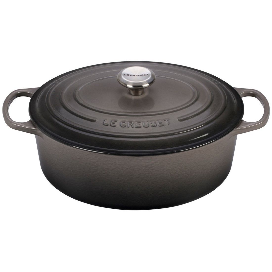  Le Creuset 6.75 Qt. Oval Signature Dutch Oven With Stainless Steel Knob | Oyster Grey