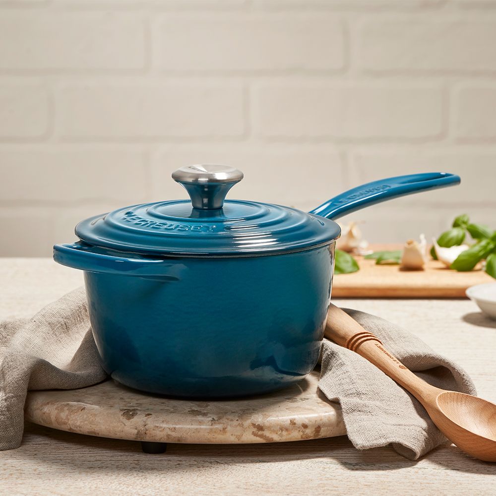 Le Creuset 1.75 Qt. Signature Enameled Cast Iron Saucepan With Stainless Steel Knob | Deep Teal