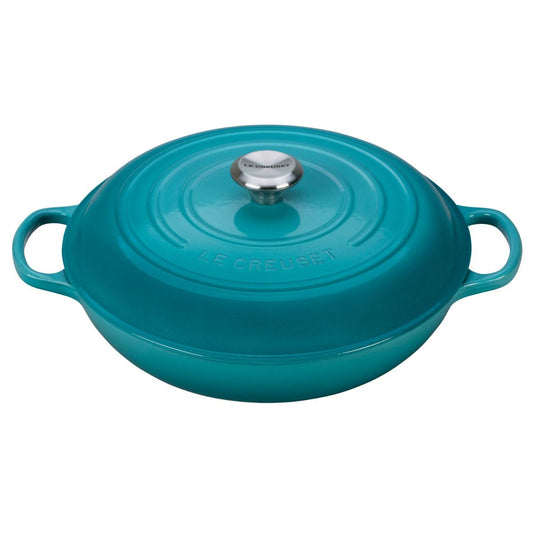  Le Creuset 5 Qt. Signature Enameled Cast Iron Braiser With Stainless Steel Knob | Caribbean Blue