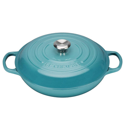  Le Creuset 2.25 Qt. Signature Enameled Cast Iron Braiser With Stainless Steel Knob | Caribbean Blue