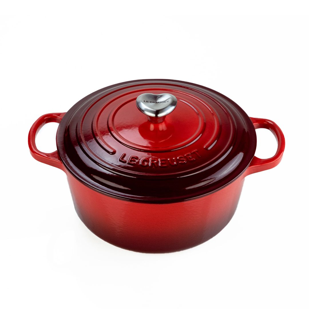  Le Creuset 3.5 Qt. Round Signature Dutch Oven With Stainless Steel Heart Knob | Cerise/Cherry Red