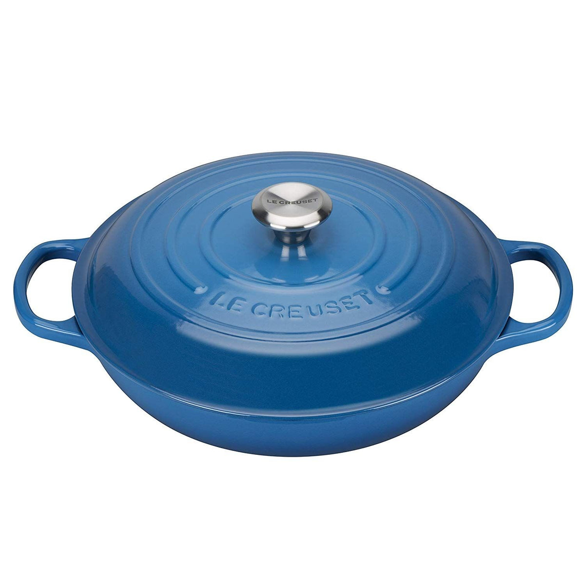  Le Creuset 2.25 Qt. Signature Enameled Cast Iron Braiser With Stainless Steel Knob | Marseille Blue