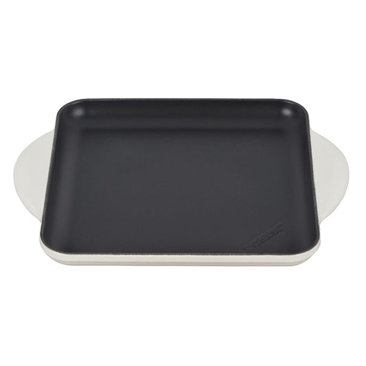  Le Creuset 9.5" Square Signature Enameled Cast Iron Griddle Pan | Meringue White