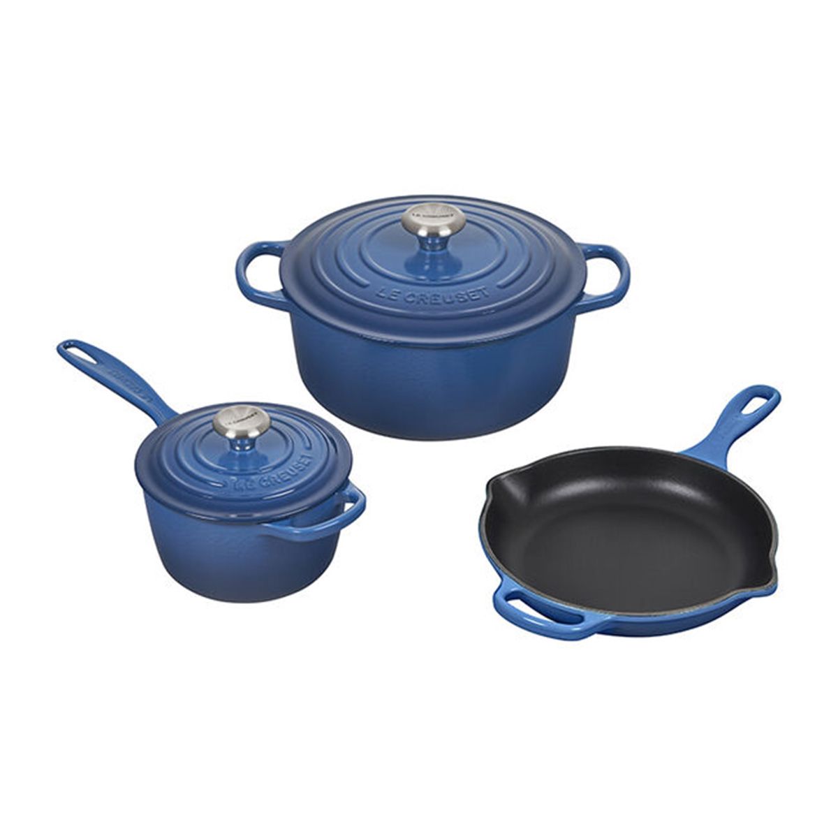  Le Creuset 5-Piece Signature Cookware Set With Stainless Steel Knobs | Marseille Blue