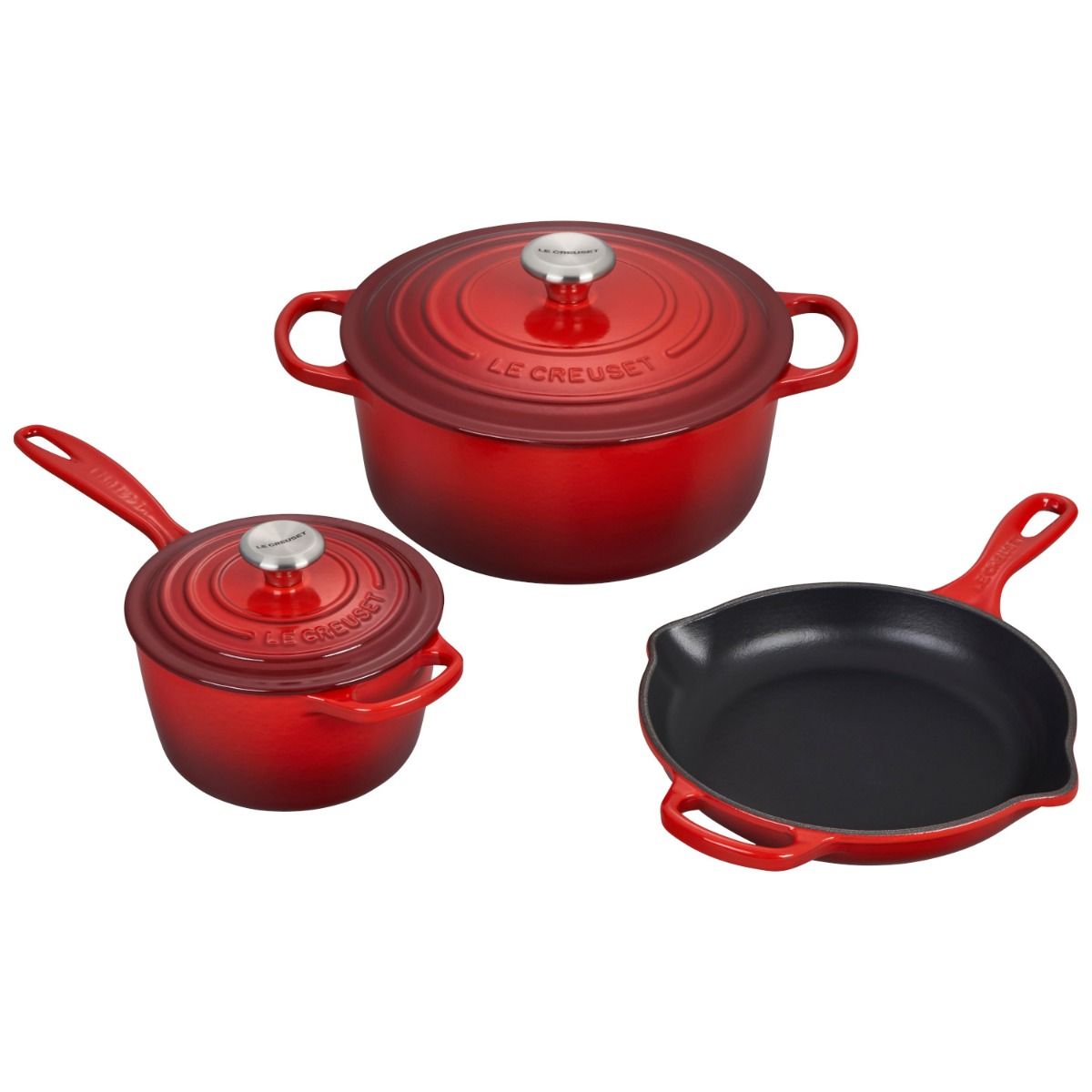  Le Creuset 5-Piece Signature Cookware Set With Stainless Steel Knobs | Cerise/Cherry Red