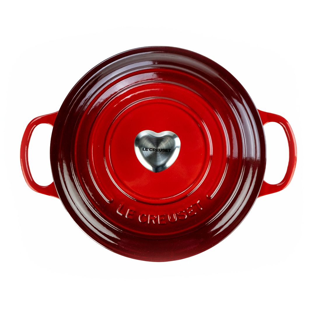  Le Creuset 3.5 Qt. Round Signature Dutch Oven With Stainless Steel Heart Knob | Cerise/Cherry Red