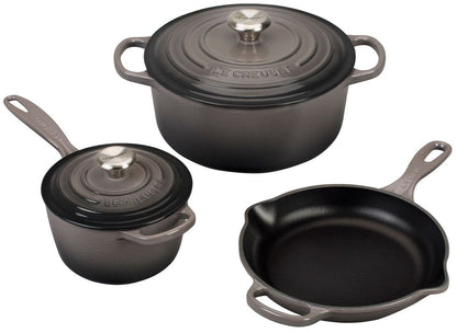  Le Creuset 5-Piece Signature Cookware Set With Stainless Steel Knobs | Oyster Grey