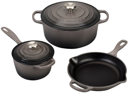  Le Creuset 5-Piece Signature Cookware Set With Stainless Steel Knobs | Oyster Grey