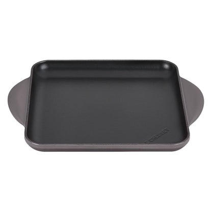  Le Creuset 9.5" Square Signature Enameled Cast Iron Griddle Pan | Oyster Grey