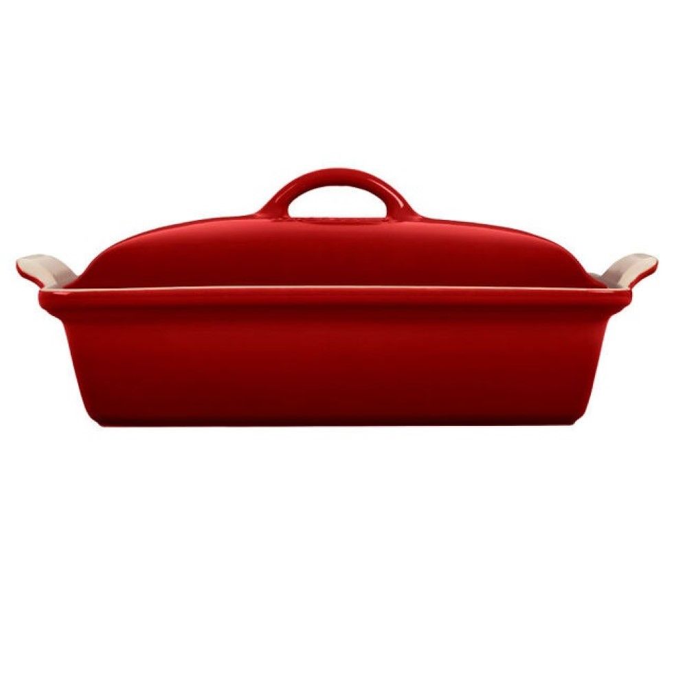  Le Creuset 4 Qt. Rectangular Heritage Covered Casserole | Cerise/Cherry Red
