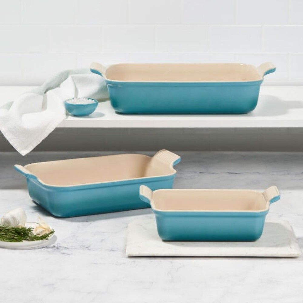  Le Creuset Heritage Rectangular Baking Dishes (Set Of 3) | Caribbean Blue