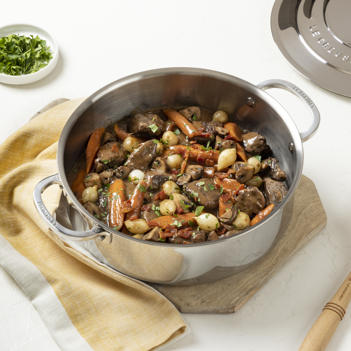  Le Creuset 4.5 Qt. Tri-Ply Stainless Steel Rondeau With Lid