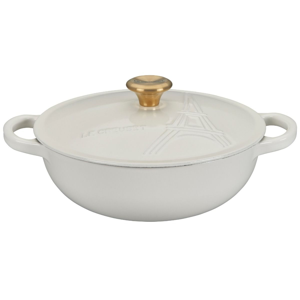  Le Creuset 2.5Qt Signature Cocotte Eiffel Tower Collection | White