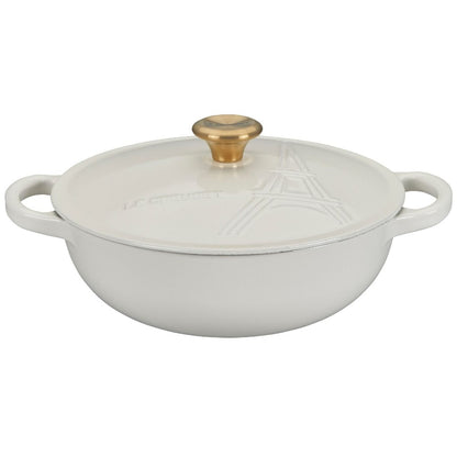  Le Creuset 2.5Qt Signature Cocotte Eiffel Tower Collection | White