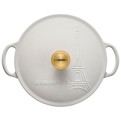  Le Creuset 2.5Qt Signature Cocotte Eiffel Tower Collection | White