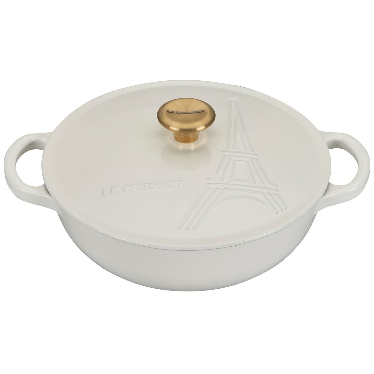 Le Creuset 2.5Qt Signature Cocotte Eiffel Tower Collection | White