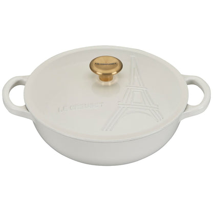  Le Creuset 2.5Qt Signature Cocotte Eiffel Tower Collection | White