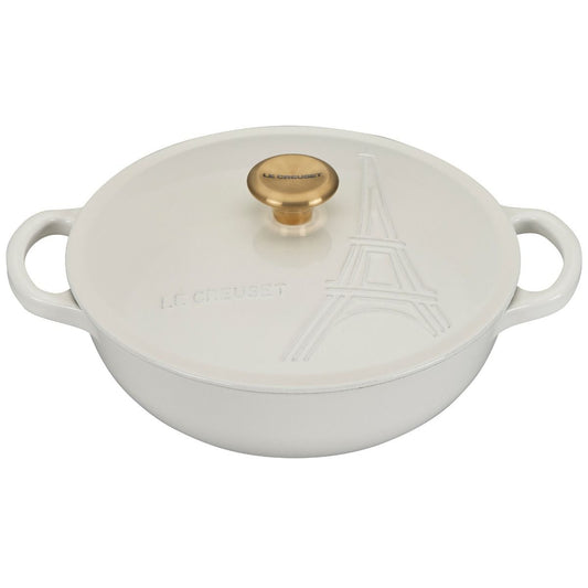  Le Creuset 2.5Qt Signature Cocotte Eiffel Tower Collection | White