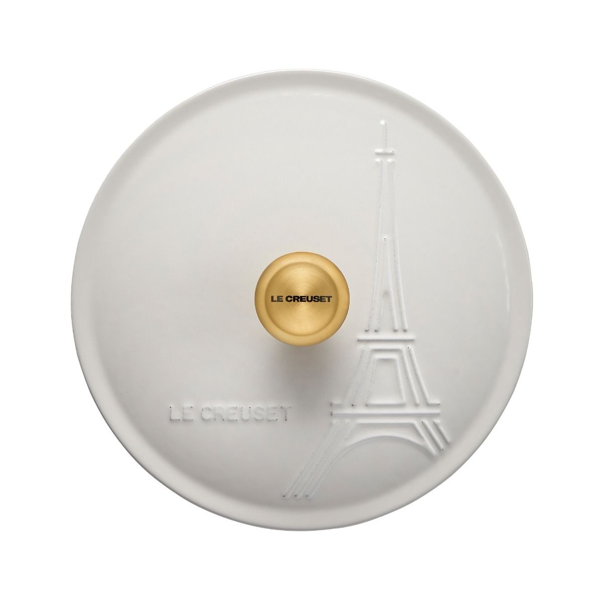  Le Creuset 2.5Qt Signature Cocotte Eiffel Tower Collection | White