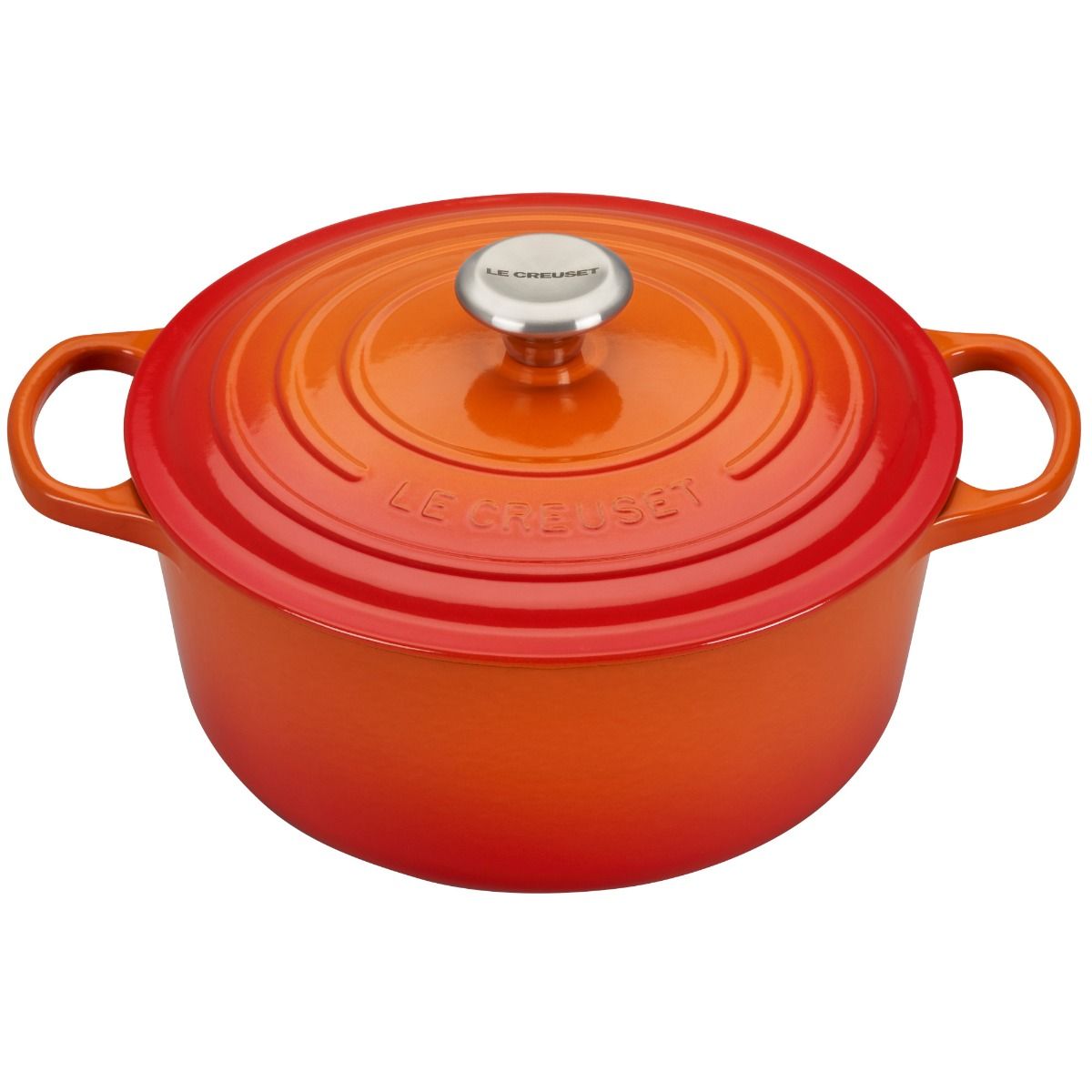  Le Creuset 5.5 Qt. Round Signature Cast Iron Dutch Oven With Stainless Steel Knob | Flame Orange