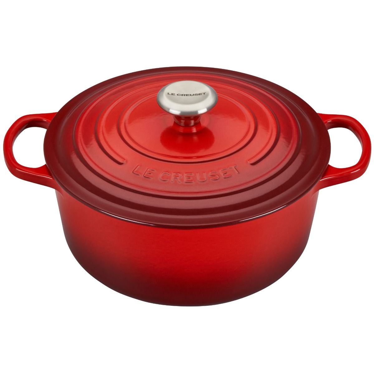  Le Creuset 5.5 Qt. Round Signature Cast Iron Dutch Oven With Stainless Steel Knob | Cerise/Cherry Red