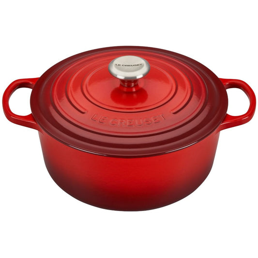  Le Creuset 5.5 Qt. Round Signature Cast Iron Dutch Oven With Stainless Steel Knob | Cerise/Cherry Red