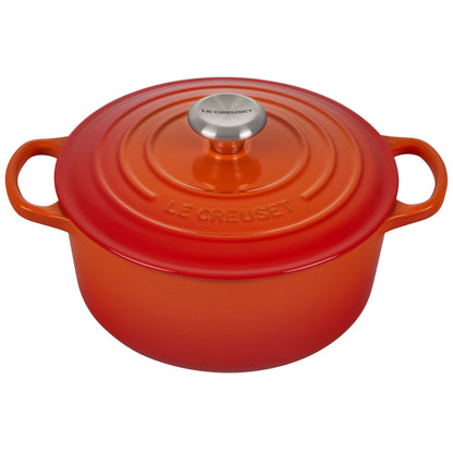  Le Creuset 4.5 Qt. Round Signature Dutch Oven With Stainless Steel Knob | Flame Orange