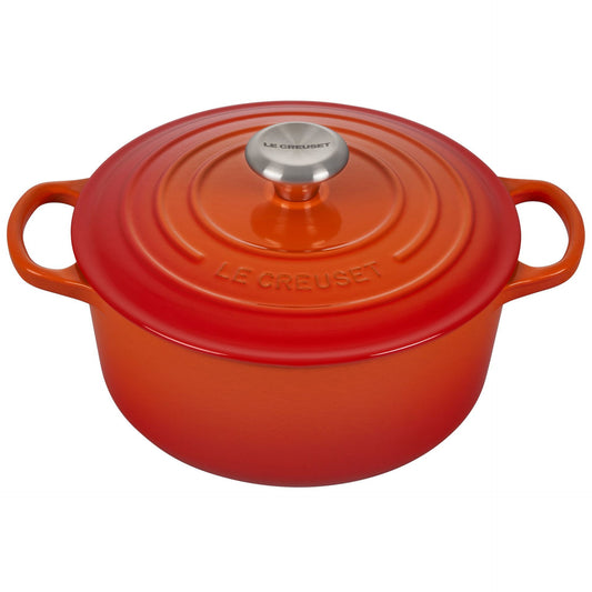  Le Creuset 4.5 Qt. Round Signature Dutch Oven With Stainless Steel Knob | Flame Orange