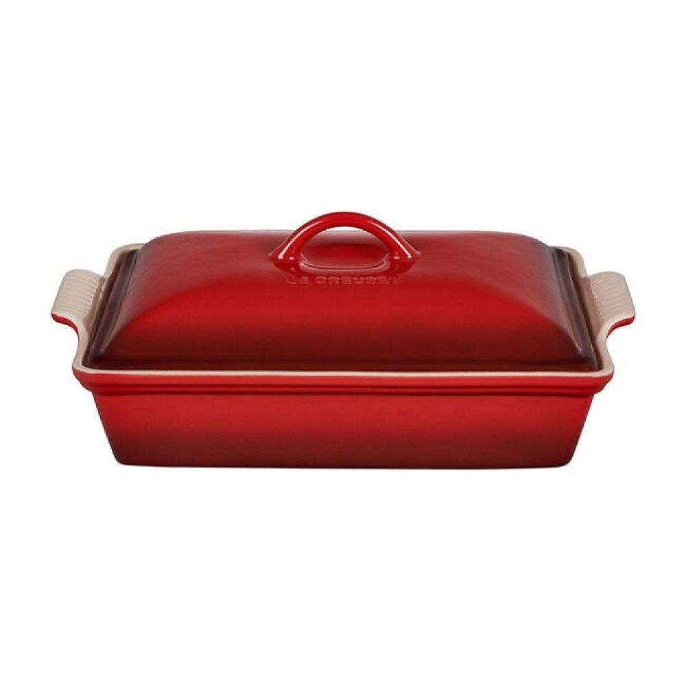  Le Creuset 4 Qt. Rectangular Heritage Covered Casserole | Cerise/Cherry Red