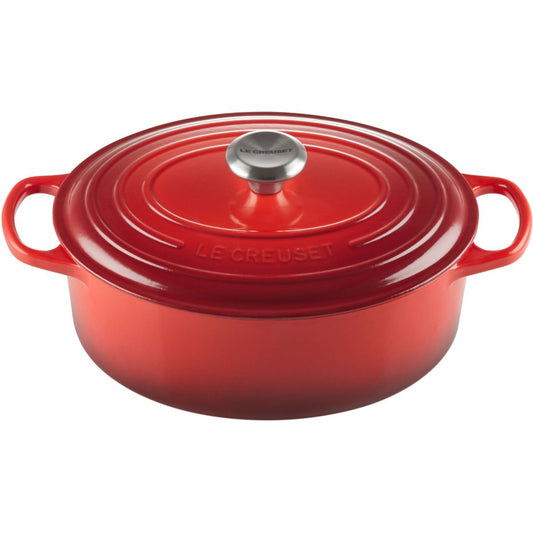  Le Creuset 5 Qt. Oval Signature Dutch Oven With Stainless Steel Knob | Cerise/Cherry Red