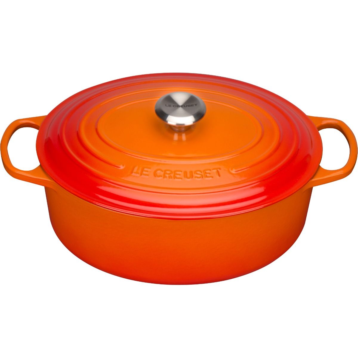  Le Creuset 6.75 Qt. Oval Signature Dutch Oven With Stainless Steel Knob | Flame Orange