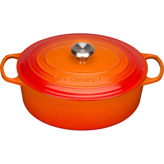  Le Creuset 6.75 Qt. Oval Signature Dutch Oven With Stainless Steel Knob | Flame Orange