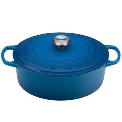  Le Creuset 5 Qt. Oval Signature Dutch Oven With Stainless Steel Knob | Marseille Blue