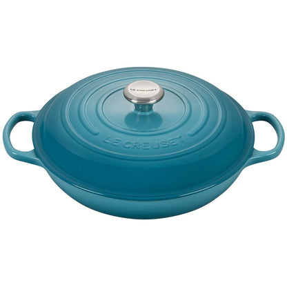  Le Creuset 3.5 Qt. Signature Enameled Cast Iron Braiser With Stainless Steel Knob | Caribbean Blue
