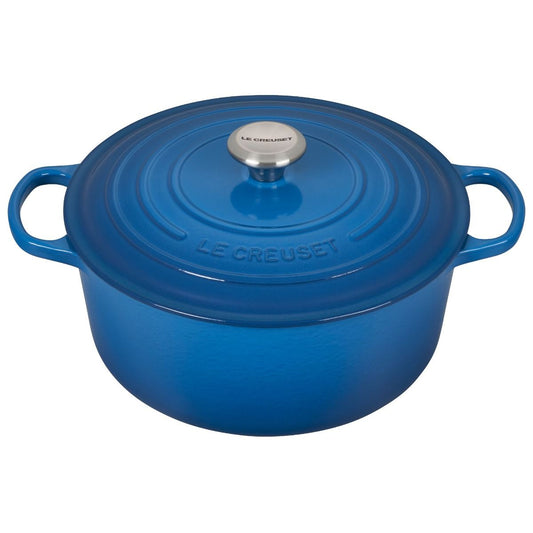  Le Creuset 7.25 Qt. Round Signature Dutch Oven With Stainless Steel Knob | Marseille Blue