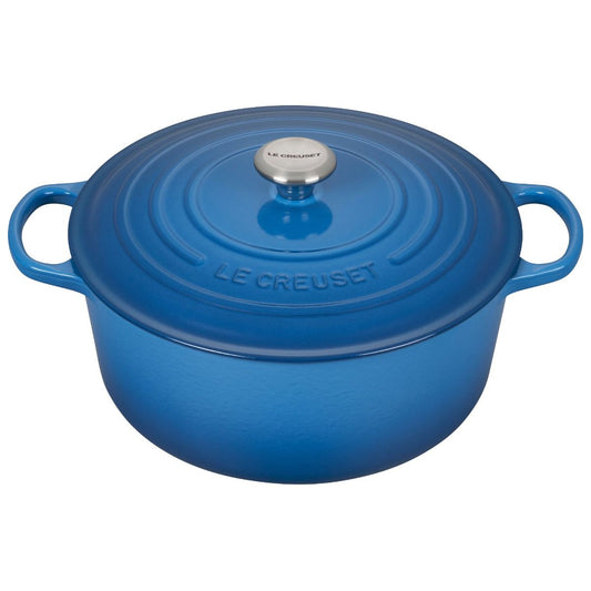  Le Creuset 9 Qt. Round Signature Dutch Oven With Stainless Steel Knob | Marseille Blue