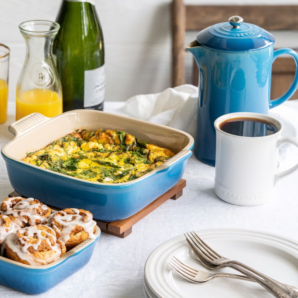  Le Creuset 34oz Stoneware Ceramic French Press | Marseille Blue