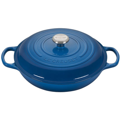  Le Creuset 3.5 Qt. Signature Enameled Cast Iron Braiser With Stainless Steel Knob | Marseille Blue