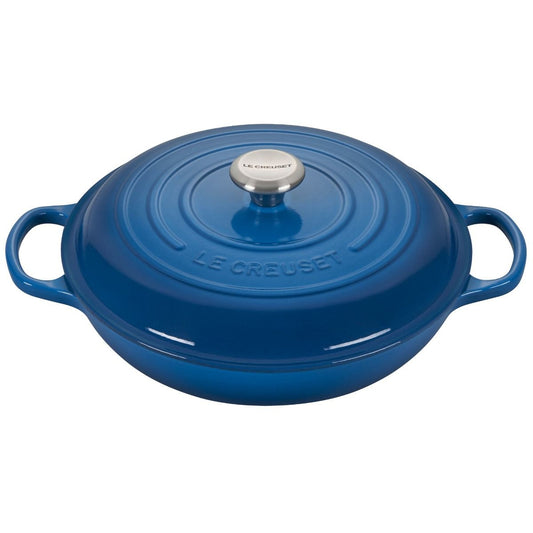  Le Creuset 3.5 Qt. Signature Enameled Cast Iron Braiser With Stainless Steel Knob | Marseille Blue