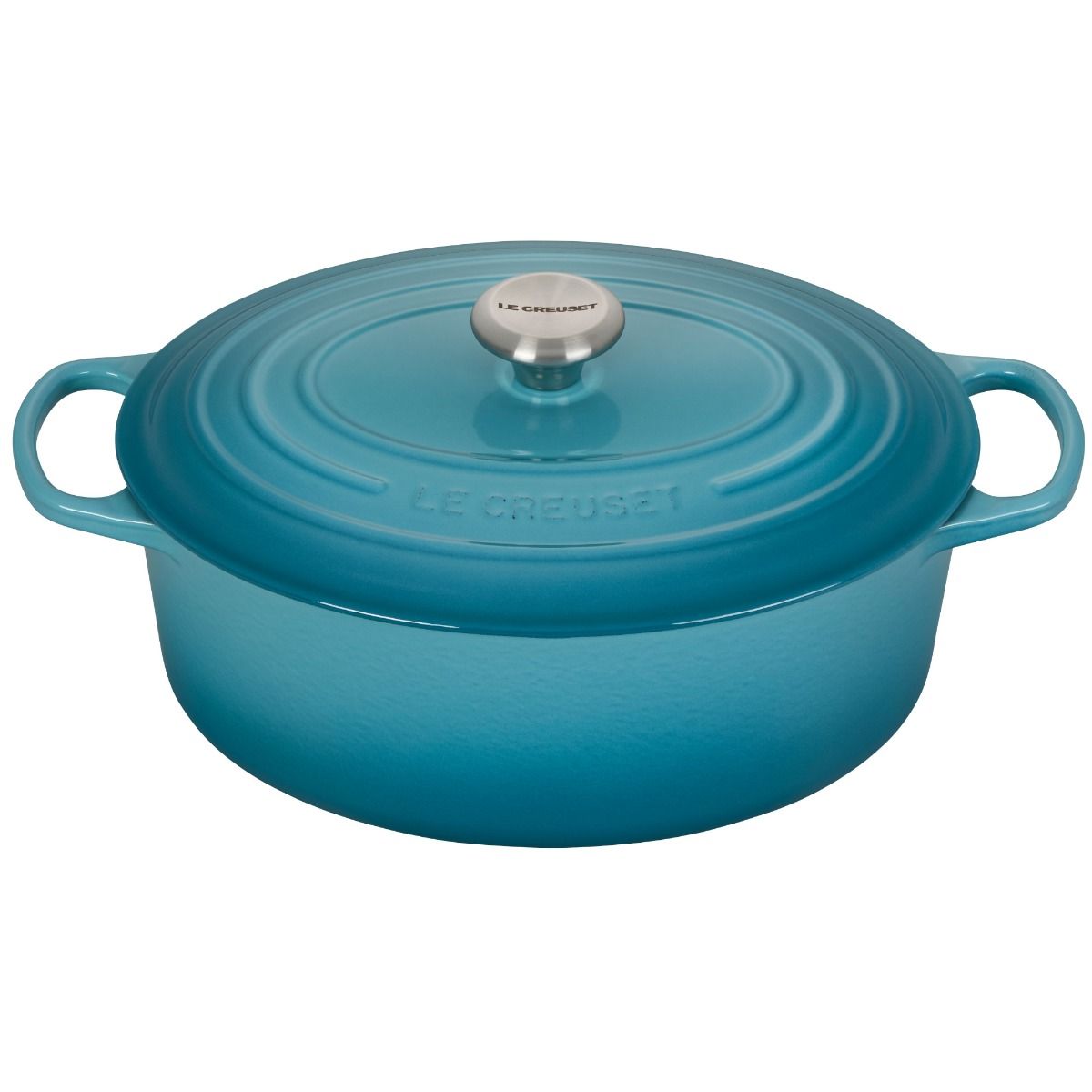  Le Creuset 6.75 Qt. Oval Signature Dutch Oven With Stainless Steel Knob | Caribbean Blue