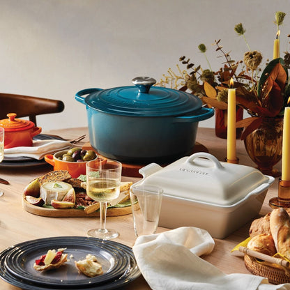  Le Creuset 5.5 Qt. Round Signature Cast Iron Dutch Oven With Stainless Steel Knob | Deep Teal