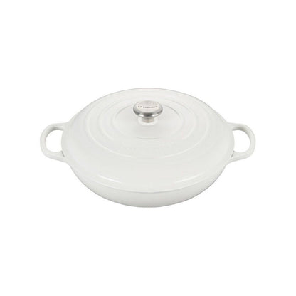  Le Creuset 5 Qt. Signature Enameled Cast Iron Braiser With Stainless Steel Knob | White