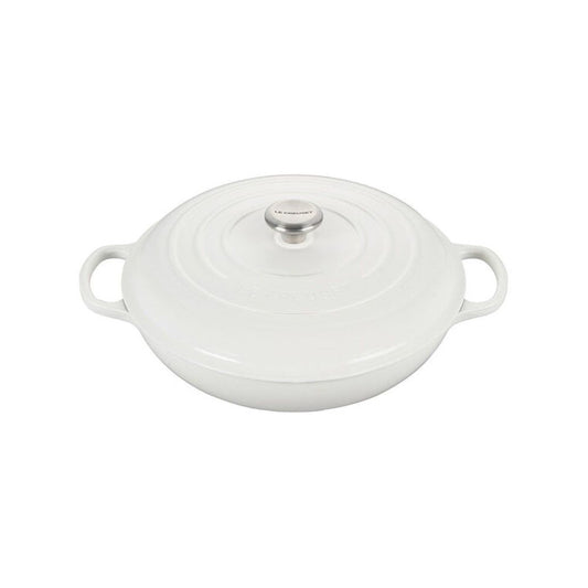  Le Creuset 5 Qt. Signature Enameled Cast Iron Braiser With Stainless Steel Knob | White