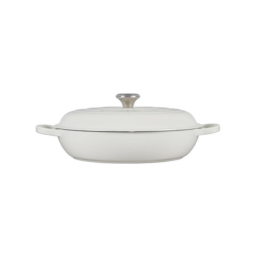  Le Creuset 5 Qt. Signature Enameled Cast Iron Braiser With Stainless Steel Knob | White