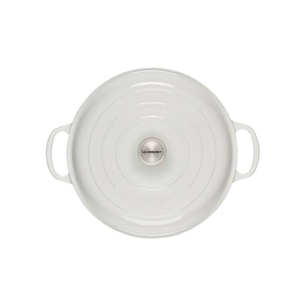  Le Creuset 5 Qt. Signature Enameled Cast Iron Braiser With Stainless Steel Knob | White