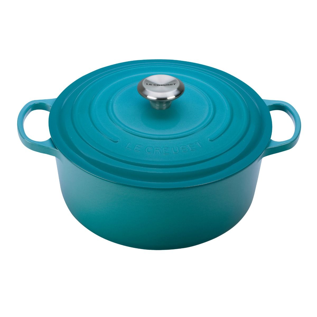  Le Creuset 7.25 Qt. Round Signature Dutch Oven With Stainless Steel Knob | Caribbean Blue